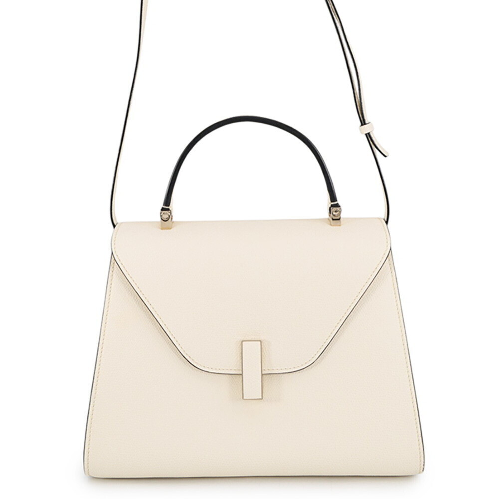 Valextra Iside Medium Handbag, Soft Calf Leather, 2-way, White, Handbag for W...